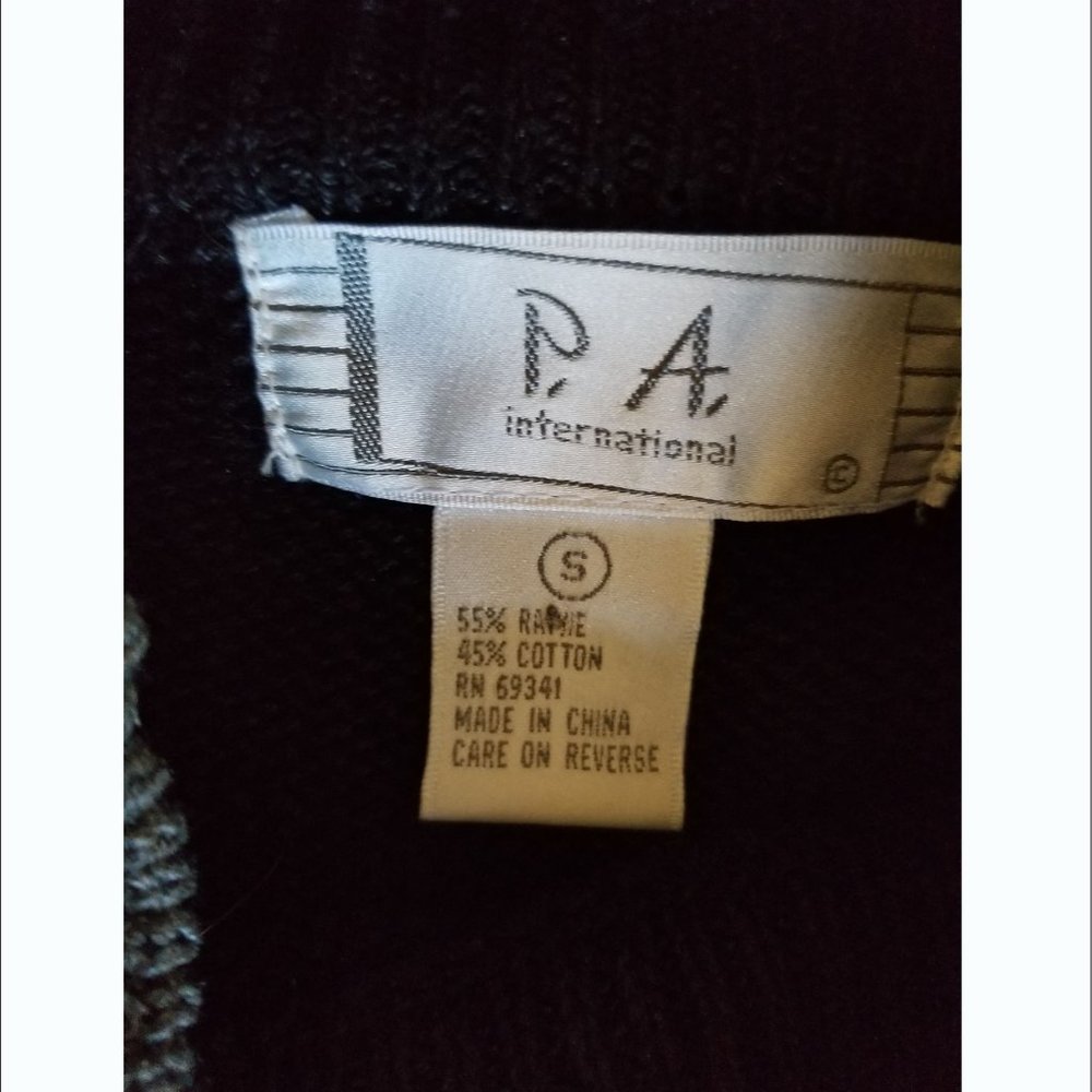 Impressive, vintage 90s, black cotton sweater, S, M, L, gold glass beading - Picture 7 of 8
